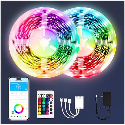 Phopollo 100FT LED Strip Lights RGB Color Changing for Bedroom by Phopollo