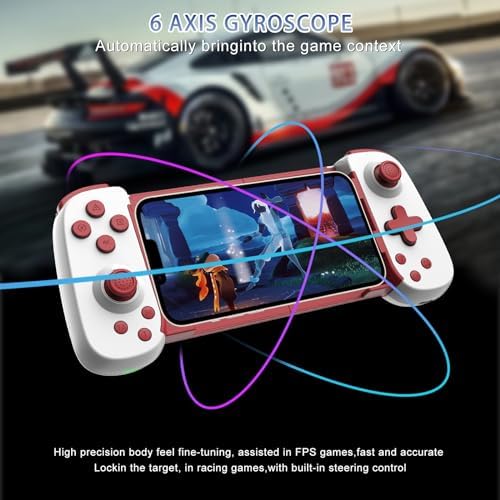 Wireless Controller for iPhone 17/Android/PC/iPad/Tablet/Arcade MFi Games/Switch/PS4/iPhone 15, Support Streaming on PS5/PS4/Xbox/PC Console, Cloud Gaming Gamepad Joystick - Turbo/6-Axis Gyro/Dual Motors - Image 4