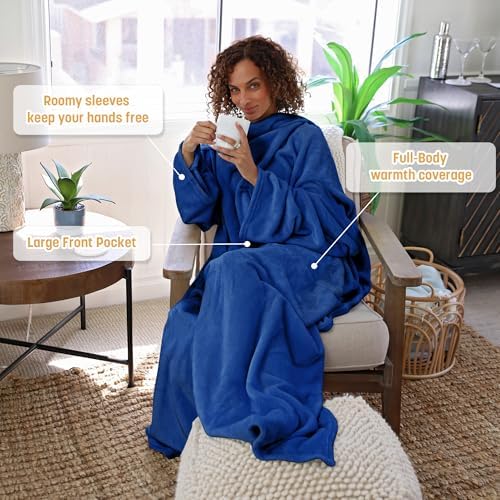 Catalonia Wearable Blanket with Sleeves for Women & Men, Fleece Wrap Throw - Image 3