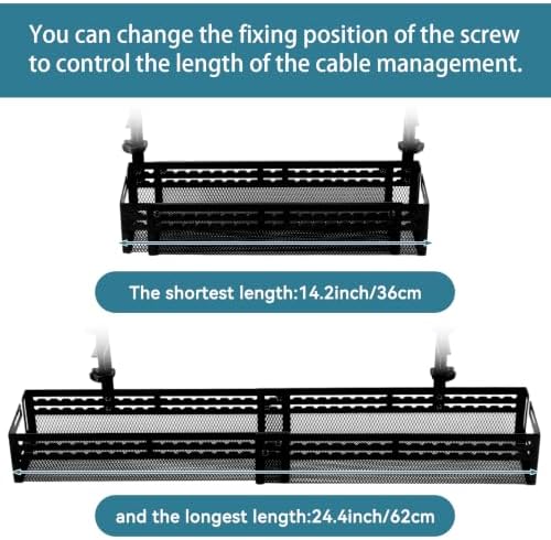 Under Desk Cable Management Tray, No Drill Mesh Cable Tray Cord Organizer - Image 3