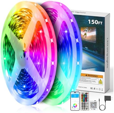 DAYBETTER LED Strip Lights 150 ft, Smart LED Lights for Bedroom, Bluetooth Led Light Strips with Remote, App Control, DIY Colors, RGB Color Changing LED Strip Lighting Music Sync, Party, Room Decor by DAYBETTER