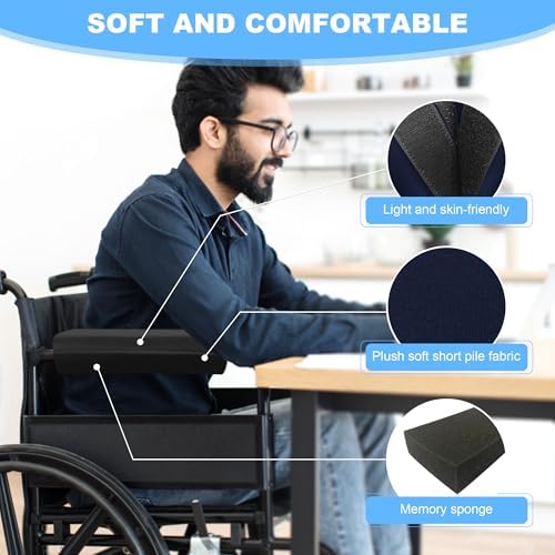 SPRING SEAON Wheelchair Accessories Armrest Covers, Memory Foam Pads, Pair | Short Plush Surface, Non-slip Bottom, Washable Covers, Wide Hook-and-loop Straps, For Transport, Office, And Gaming Chairs - Image 2