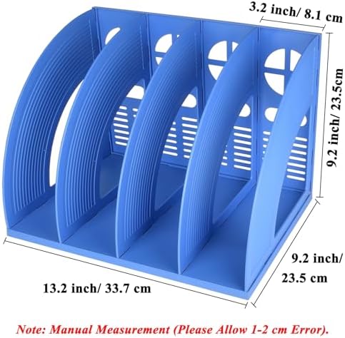 SAYEEC Sturdy Magazine Holder Plastic 4 Compartment Desk File Organizer Vertical Documet A4 File Divider Paper Storage Magazine Rack for Office Home School Organizer Box(Bule) - Image 2