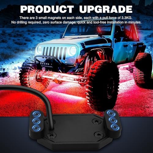 Nilight RGB LED Rock Lights Kit 4PCS Bluetooth App Control Multicolor - Image 6