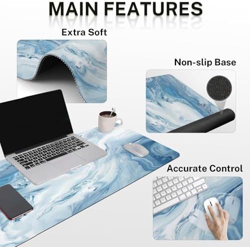 Arttown Keyboard Mouse Pad Set, 4 in 1 Desk Mat Set Marble Abstract - Image 3