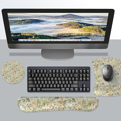 RICHEN Mouse Pad and Keyboard Wrist Rest, 3-in-1 Computer Mousepad and Coaster Set, Non-Slip Keyboard Wrist Rest and Mouse Pad Set Ergonomic Design (FKMWR-53) - Image 2