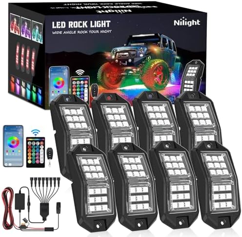 Nilight RGB LED Rock Lights Kit 8 PCS 18LED Wide Angle Wheel Well Light by Nilight