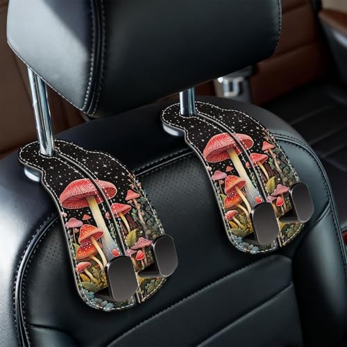 Blusabaca 2PCS Car Seat Headrest Hooks, Purses Bags Holder, Mushroom by Blusabaca