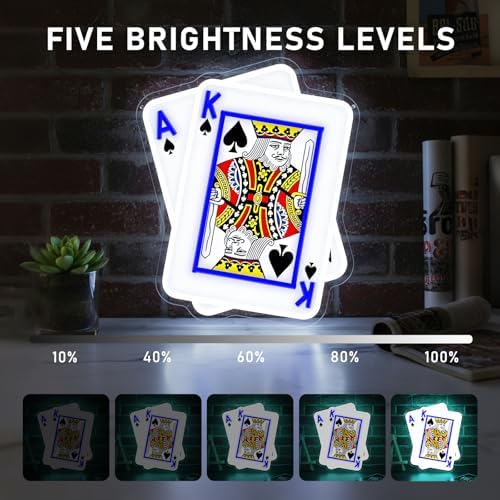 Poker Neon Sign, UV Printed Playing Cards LED Light for Man Cave Decor - Image 3