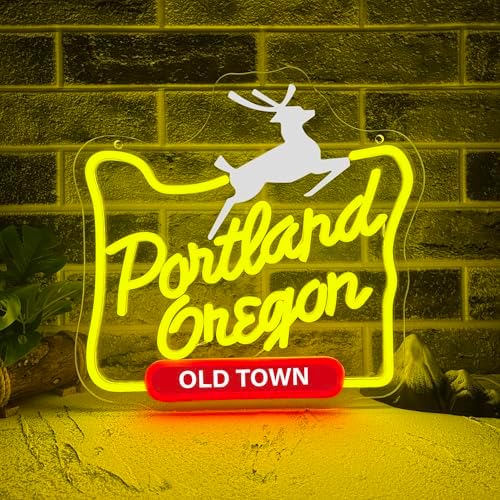 Mutank Portland Oregon Neon Sign, Iconic City Neon Light USB Powered LED Dimmable, for Portland Themed Room Decor Game Room Man Cave Home Bar Decor(12.9 * 12.5 In) by Unknown