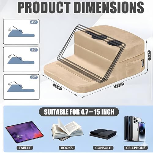 TabCouchCaddy - Couch Cup Holder Tray Pillow - Bed, Couch Caddy, Sofa, RV & Car - Holds Drinks, Snacks, Remotes, Phones, Kindle, Tablet | Bed Cup Holder (Beige) - Image 3