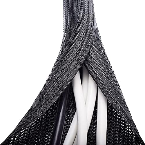 ZhiYo 6.6ft - 4/5 inch Cable Sleeve, Cord Wrap Wire Protector Tubing for Pets, PC Cable Wrap, Computer Cable Management Sleeve - Black by ZhiYo