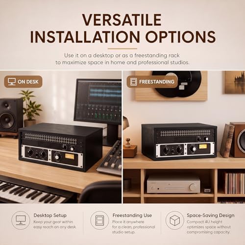 AceOrbit 4U Wooden Studio Rack for Pro Audio Gear 4u Audio Rack Case in Oak Finish Compact Efficient Desktop Storage Protect Equipment Studio Control Home Room Use(Black) - Image 6