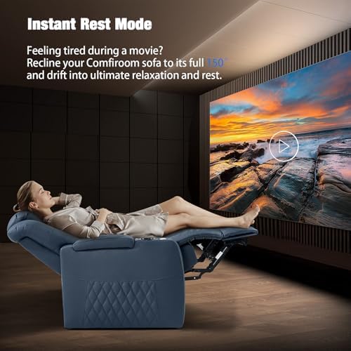 comfiroom Top-Grain Leather Home Theater Seating, Dual-Motor Power Recliner - Image 4