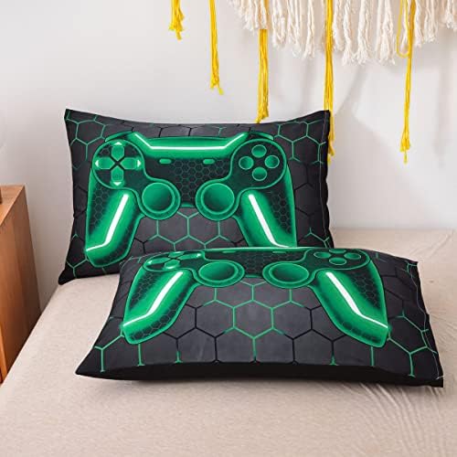 NTBED Game Console Comforter Set for Boys Girls Kids Geometric Lightweight Microfiber Bedding Sets (Green, Twin) - Image 6