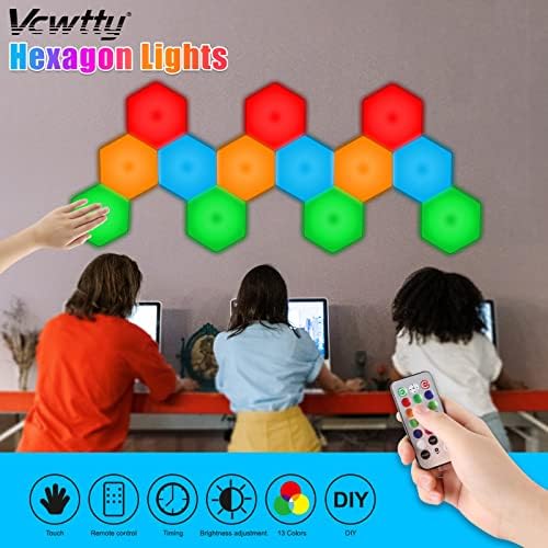 Vcwtty Hexagon Light Panels with Remote, 13 Colors, 10 Pack - Image 3