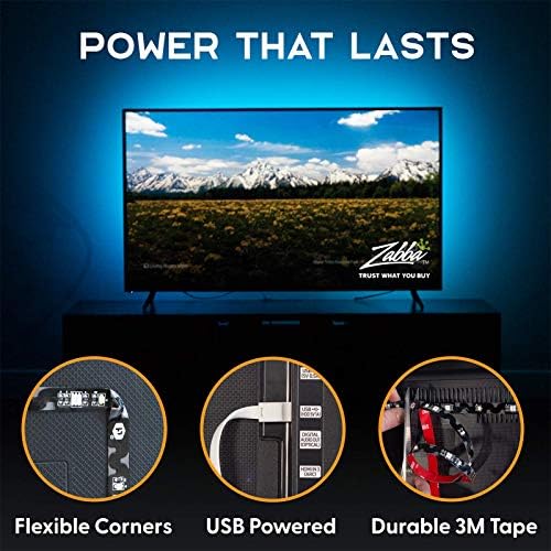 Power Practical LED Strip Lights Backlight, USB Light Strips w/Remote for 15 Ambient Color Bias Lighting Options & 10 Brightness Modes, for TV/Computer Decor/Indoor Use, Size (30"-40" TV) - Image 4
