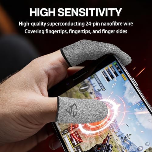 Gaming Finger Gloves Sleeves, Profesionales Breathable Sweatproof Touch Screen Mobile Silver Fibers Finger Sleeve Thin - Image 5