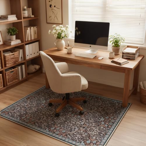 Anidaroel 36"x48" Floral Chair Mat for Hardwood Floor & Tile Floor, Office Chair Rug for Rolling Chair, Desk Chair Mat for Hard Floors, Anti-Slip Computer Gaming Chair Mat, Easy to Roll by Anidaroel