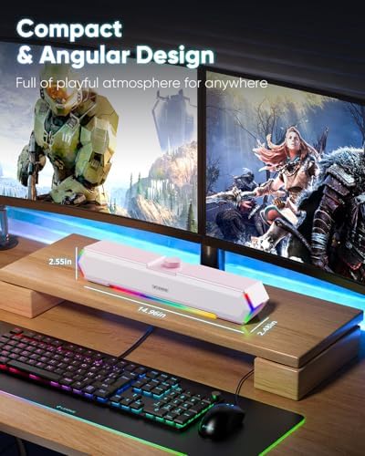 LENRUE G11 Computer Speakers for Desktop, Touch Lights PC Speakers with Surge Clear Sound, USB C/USB Powered, AUX Audio for Computer Desktop PC Laptop Desk - Image 4
