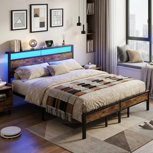 King Size Bed Frame with LED Lights and Charging Station - Image 6