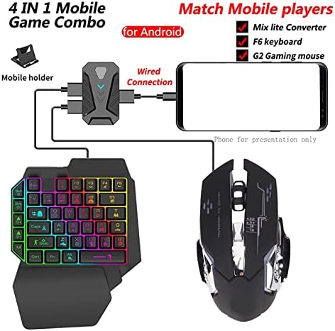 One - Handed RGB Gaming Keyboard and Mouse Combo, USB Wired LED Backlit Keyboard with Mouse and Converter, 35 Keys Mini Gaming Keypad Set for Android, for iOS 13.4 Or Less - Image 2