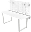 Dezctop Bifrost 160 63W x 28D Gaming PC Computer Desk with Shelves, Large Workstation for Gamers or Home Office with Pegboard, Built-in Cable Management, Stainless Steel Frame (White) by Dezctop