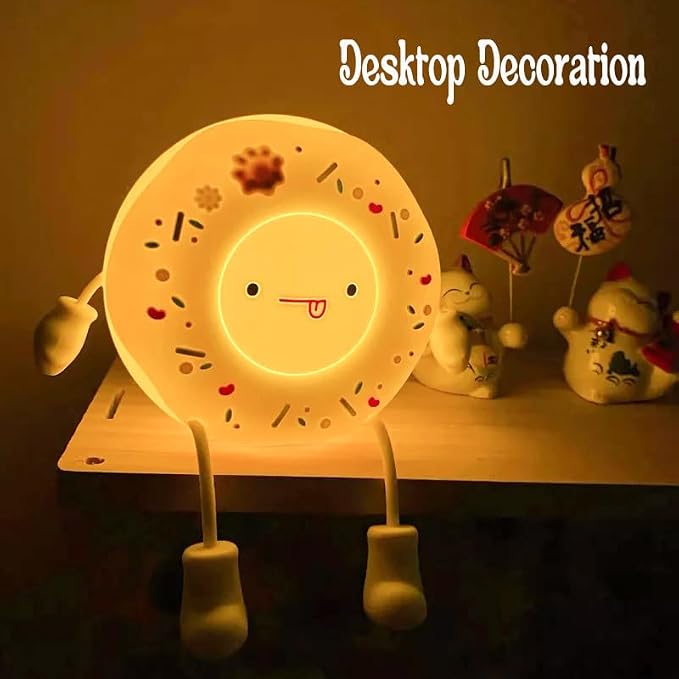 Cute Donut Night Light for Kids,Silicone Nursery Nightlight, Touch Control USB Rechargeable Lamps Breastfeeding Sweet Kawaii Dorm Room Decor Christmas Gift Baby Kids Girls Teens,White - Image 6