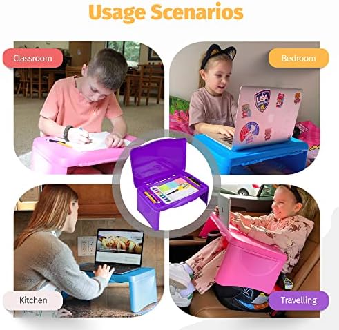 Folding Lap Desk - Foldable Table for Work, Study, Gaming, Arts, Crafts, School - Collapsible Laptop Tray with Storage Compartment - Portable Writing Station for Kids, Adults (Purple) - Image 6