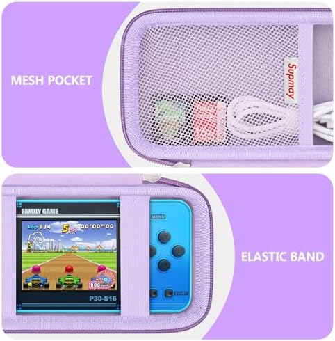 Supmay Carrying Case Compatible with WELLST·G/ for GuaiyeyeAP Handheld Game for Kids -Preloaded 220 Retro Video Games, Portable Gaming Player Storage Holder Travel Bag with Mesh Pocket, Purple - Image 4