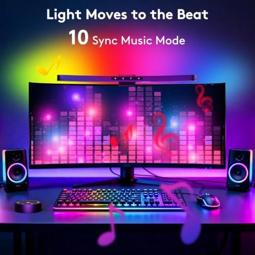 Quntis 17.7'' Curved Monitor Light Bar RGB Backlight with Music Sync, Black - Image 3