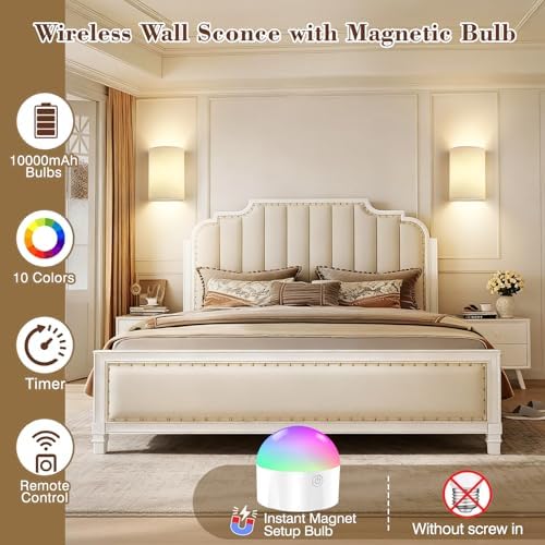 Battery Operated Rechargeable Wall Sconce Set of Two with 10000mAh Battery - Image 2