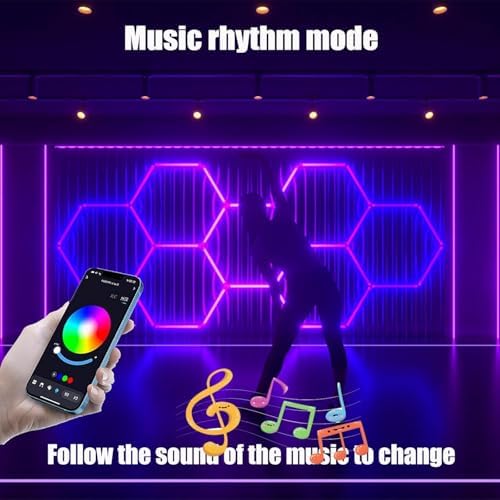 25Pack RGB Hexagon led Garage Lights,5 Hexagon Light with Multi Color,Dimmable&Speed Adjustable RGB Hex Wall Lights,DIY Design for Remote Control & Smart App Control Music Modes - Image 3