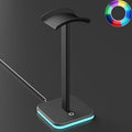 Headphone Stand for Desk - Headset Stand Headphone Holder (RGB-Black) | with Aluminum Hanger and Plastic Headrest, headphone holder for AirPods Max, Sony, Bose, Beats and More by Unknown