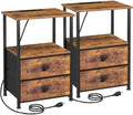 LOAKEKEL Nightstands Set of 2, Night Stand with Charging Station by LOAKEKEL