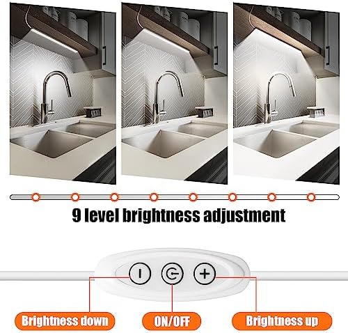 GLVSAE Under Cabinet Lights, 12 Inch Plug in Under Cabinet Lighting, LED Closet Lights, 6000K Cool White Light, Ultra Thin Dimmable Light Bar, Suitable for Kitchen Desk Closet Workbench - Image 6