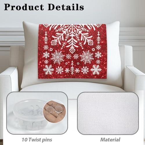 Christmas Decor Snowflake 2/Set Recliner Headrest Protector 26x16 Inch - Durable Polyester Cover, Water-Resistant & Breathable with Anti-Slip Base, Easy-Install Includes Nails - Image 4