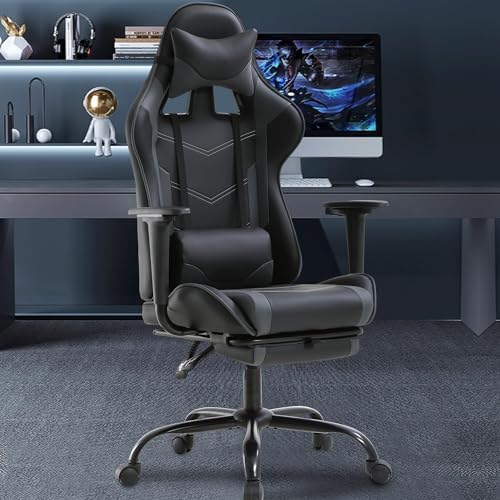 Gaming Chair, High Back PU Leather Gaming Chairs Computer Chair with Headrest & Lumbar Support, Height Adjustable Wide Seat Gaming Chairs for Adults, Game Chair with Footrest & Armrest - Image 7