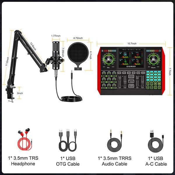 tenlamp G10 Audio Mixer Bundle with Microphone for Creators - Image 2