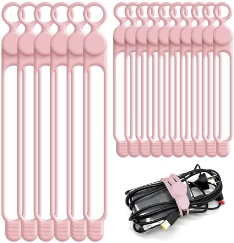 Silicone Cable Ties, Cord Organizer Cable Management,2Sizes-Pink by ELECTRONICSORGANIZATION