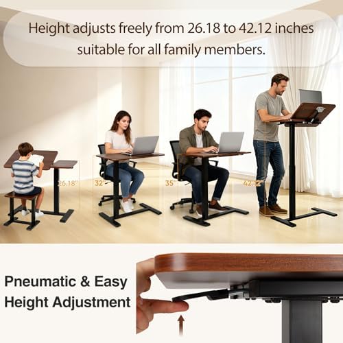 Adjustable Overbed Table with Wheels, Rolling Laptop Table for Bed & Sofa - Image 3