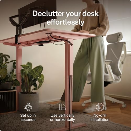 Desktronic Magnetic Cable Management Tray — No Drill Under Desk Cord Organizer, Holds 10 Cables, Reinforced Steel Cable Holder for Home Office, Gaming Setup & Sit-Stand Desks - Image 2