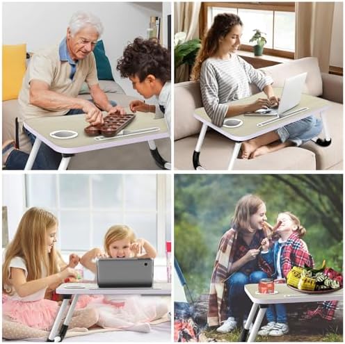 Fayquaze Portable Foldable Laptop Bed Desk with Storage Drawer and Cup Holder - Lap Desk Laptop Stand Tray Table for Eating, Reading and Working - Image 6