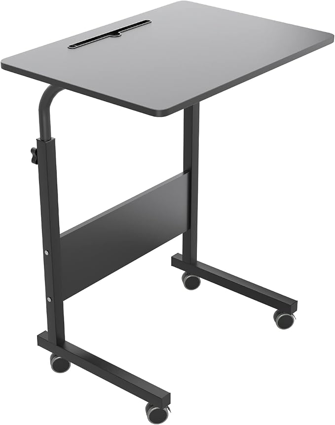 DlandHome 23.6 Inches Rolling Desk with Wheels Adjustable Height, Black by DlandHome