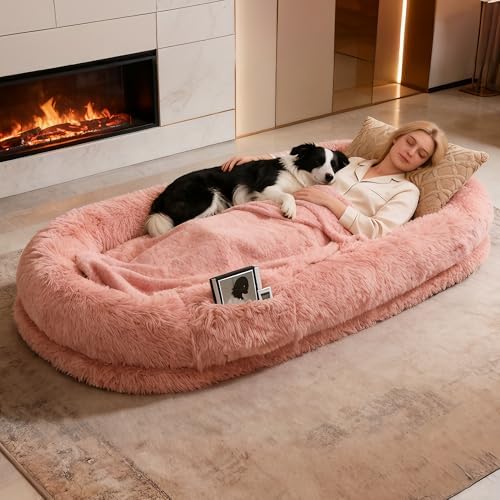 Human Dog Bed with Pillow & Blanket - 71 × 45 × 12 Inch - Image 6