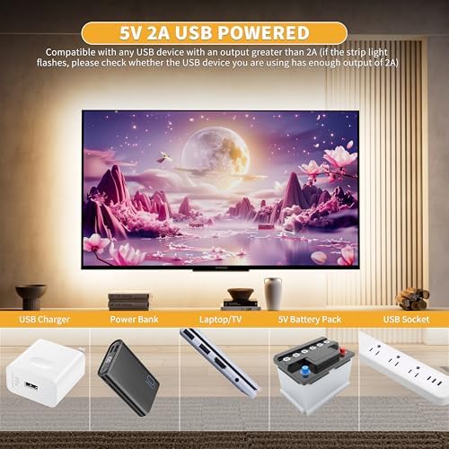 PAUTIX 5V USB COB LED Strip Lights Dimmable LED Lights 4000K Natural White with RF Remote,1200lm,Dotless Flexible Tape Light for Under Cabinet,Bedroom,TV Backlight,Kitchen,Shelf,Mirror Lighting 6.56ft - Image 5