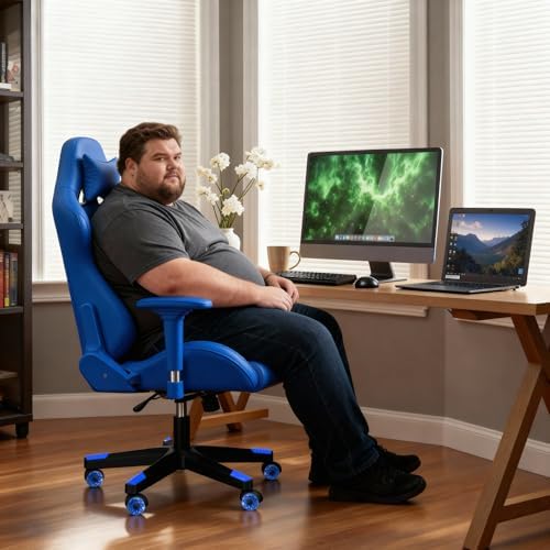 Frassie Nylon Gaming Chair Base Replacement Set with Bottom Plate Mechanism Gas Cylinder, 5 Dual Rubber Wheels (Blue) - Image 2