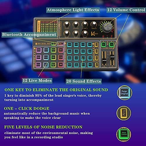 sktome Podcast Equipment Bundle, K300 Sound Card with Podcast Microphone, Audio Interface for Music Recording Karaoke Singing Broadcast (AM200-K300S2) - Image 5
