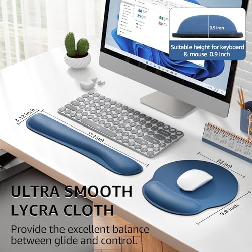 KTRIO Keyboard Wrist Rest & Mouse Pad with Wrist Rest, Navy Blue | Memory Foam Wrist Support, Ergonomic Design, Non-Slip Base, Office and Home Use - Image 5