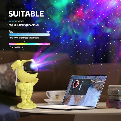 SFOUR Astronaut Galaxy Projector Night Light，Lights for Bedroom,Kids Room Decor Aesthetic, Adjustable Head Angle,Gift for Kids Adults Home Party Ceiling Decor，Christmas Gift - Image 5